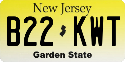 NJ license plate B22KWT