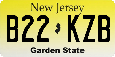 NJ license plate B22KZB