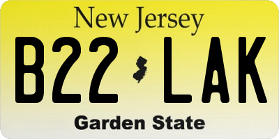 NJ license plate B22LAK