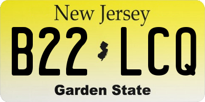 NJ license plate B22LCQ