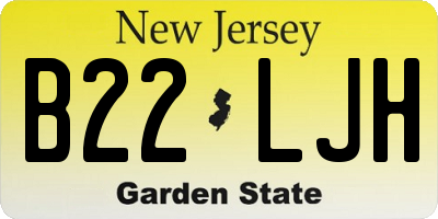 NJ license plate B22LJH