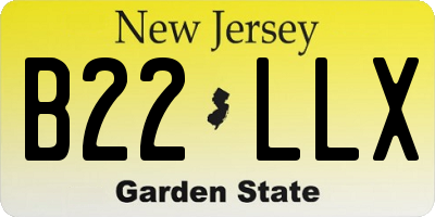 NJ license plate B22LLX
