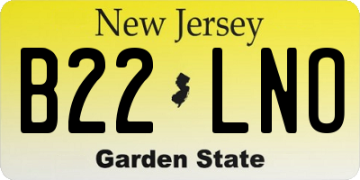 NJ license plate B22LNO