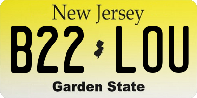 NJ license plate B22LOU