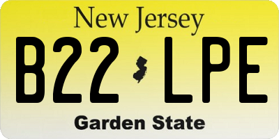 NJ license plate B22LPE