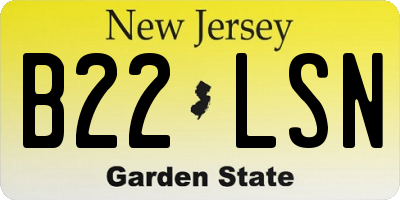 NJ license plate B22LSN