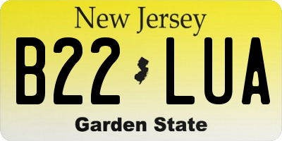 NJ license plate B22LUA