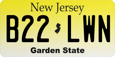 NJ license plate B22LWN