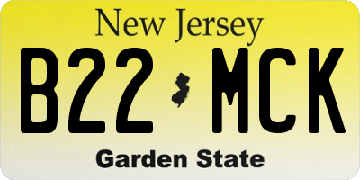 NJ license plate B22MCK