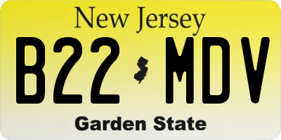 NJ license plate B22MDV