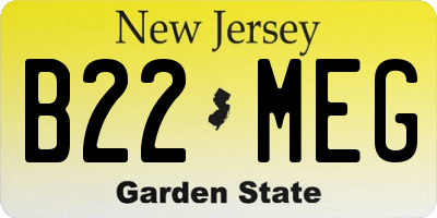 NJ license plate B22MEG