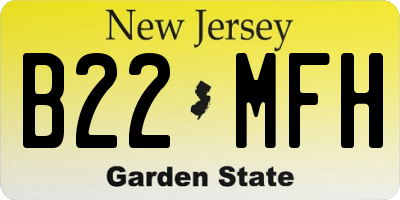 NJ license plate B22MFH