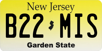 NJ license plate B22MIS