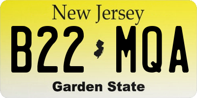 NJ license plate B22MQA