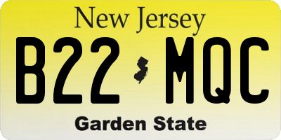 NJ license plate B22MQC