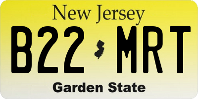 NJ license plate B22MRT
