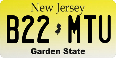 NJ license plate B22MTU