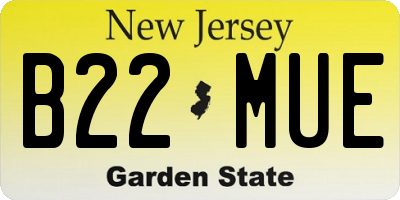 NJ license plate B22MUE