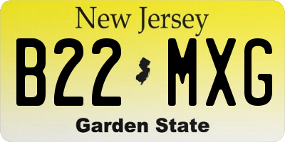 NJ license plate B22MXG