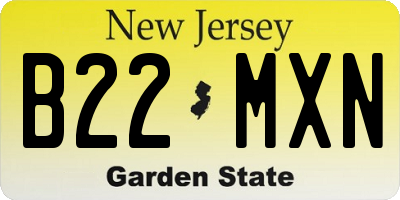 NJ license plate B22MXN