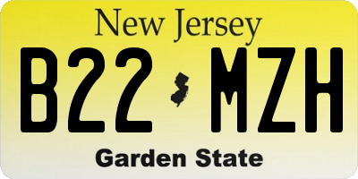 NJ license plate B22MZH