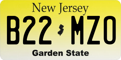 NJ license plate B22MZO