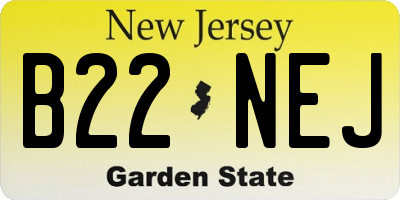 NJ license plate B22NEJ