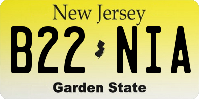 NJ license plate B22NIA