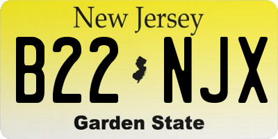 NJ license plate B22NJX