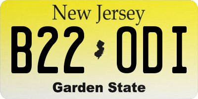 NJ license plate B22ODI
