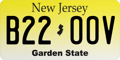 NJ license plate B22OOV