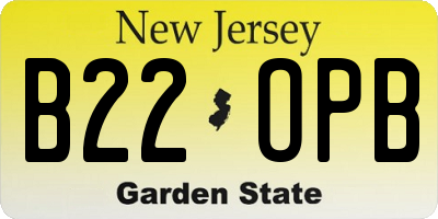NJ license plate B22OPB