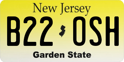 NJ license plate B22OSH