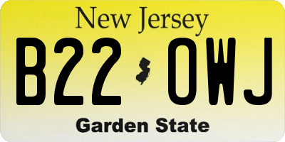 NJ license plate B22OWJ