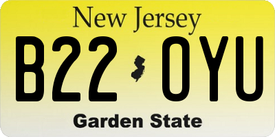 NJ license plate B22OYU