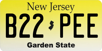 NJ license plate B22PEE