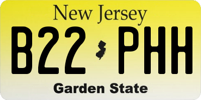 NJ license plate B22PHH