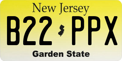 NJ license plate B22PPX