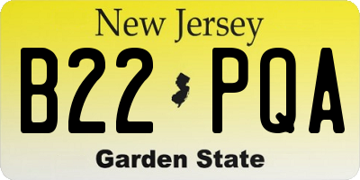 NJ license plate B22PQA