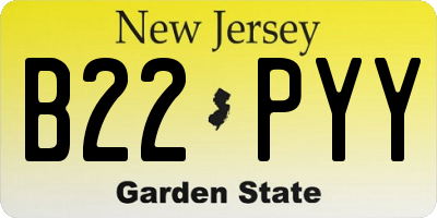NJ license plate B22PYY