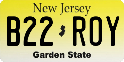 NJ license plate B22ROY