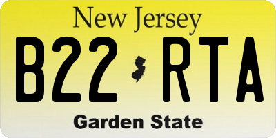 NJ license plate B22RTA