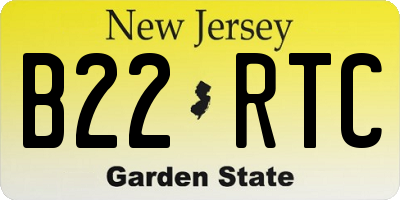 NJ license plate B22RTC