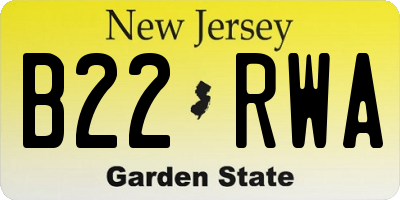 NJ license plate B22RWA