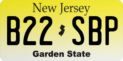 NJ license plate B22SBP