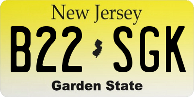 NJ license plate B22SGK