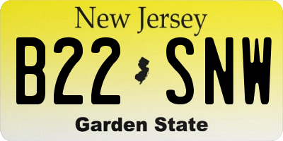 NJ license plate B22SNW