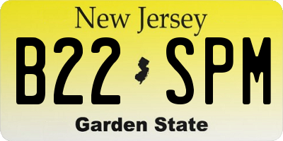 NJ license plate B22SPM