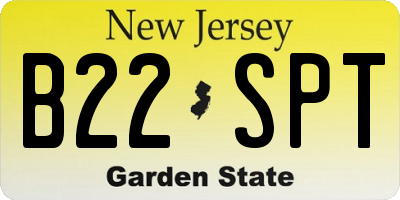 NJ license plate B22SPT