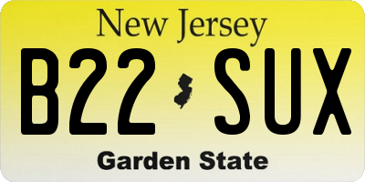 NJ license plate B22SUX